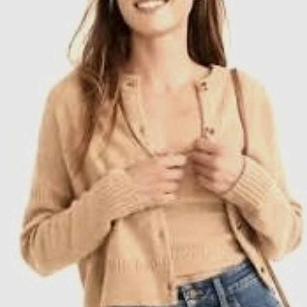 Madewell Clemence cropped cardigan camel size small